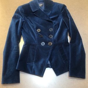 Bebe Rich Blue Velour Blazer